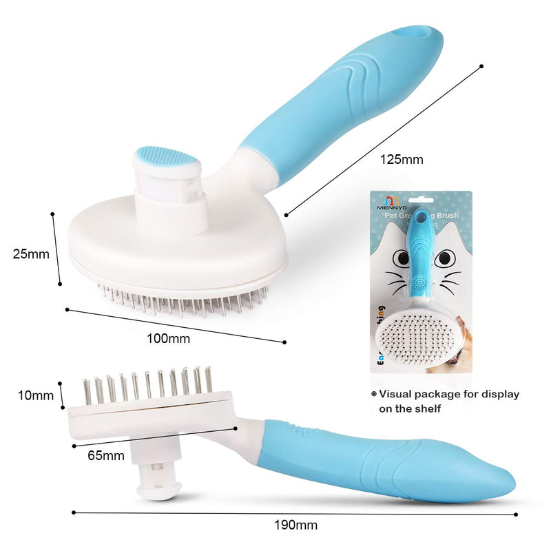 MENNYO Dog Brush, Cat Brush, Self Cleaning Slicker Brush for shedding, Professional Pet Grooming Comb for Long/Short Hair - Removes 95% of Dead Undercoat and Loose Hairs - PawsPlanet Australia