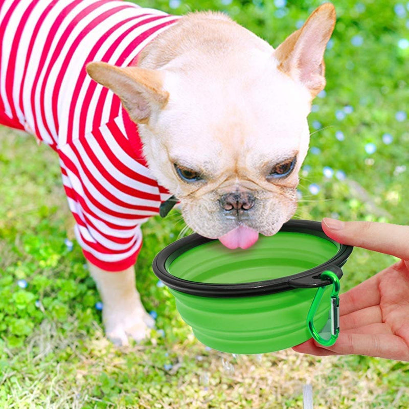 SLSON Collapsible Dog Bowl, 2 Pack Portable Feeder for Dog Pet Food Water Bowl for Dog Cat Expandable Pet Feeding Bowl with Hook for Traveling Camping and Home Use (Blue+Green) Blue+Green - PawsPlanet Australia