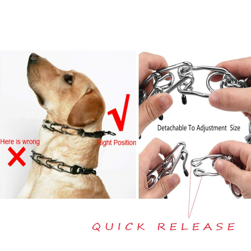 [Australia] - BLoomhua Dog Prong Training Collar - Stainless Steel Adjustable Pinch Pet Choke Collar with Comfort Rubber Tips,Safe and Effective,Adjustable Size and Quick Release Buckle(+Heavy Duty Dog Leash) 3.5mm*55cm 