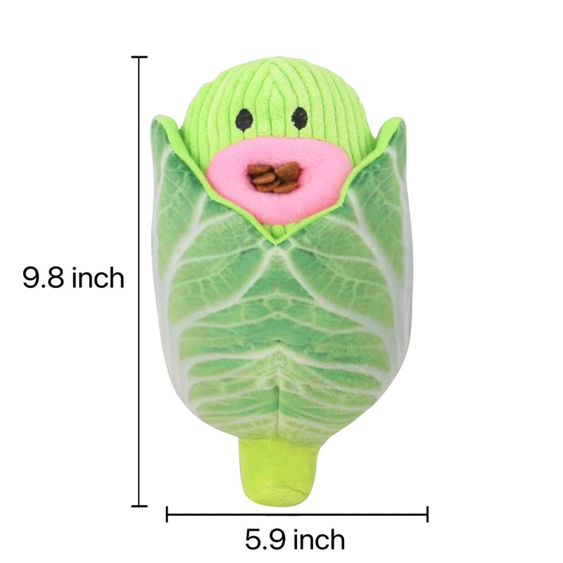 2 in 1 Squeaky Dog Chew Toys with Crinkle Paper, Foodie Veggie Cabbage Dog Plush Toys for Teeth Cleaning, Funny Interactive Dog Toys, Durable Hide and Seek Dog Puzzle Toys - PawsPlanet Australia