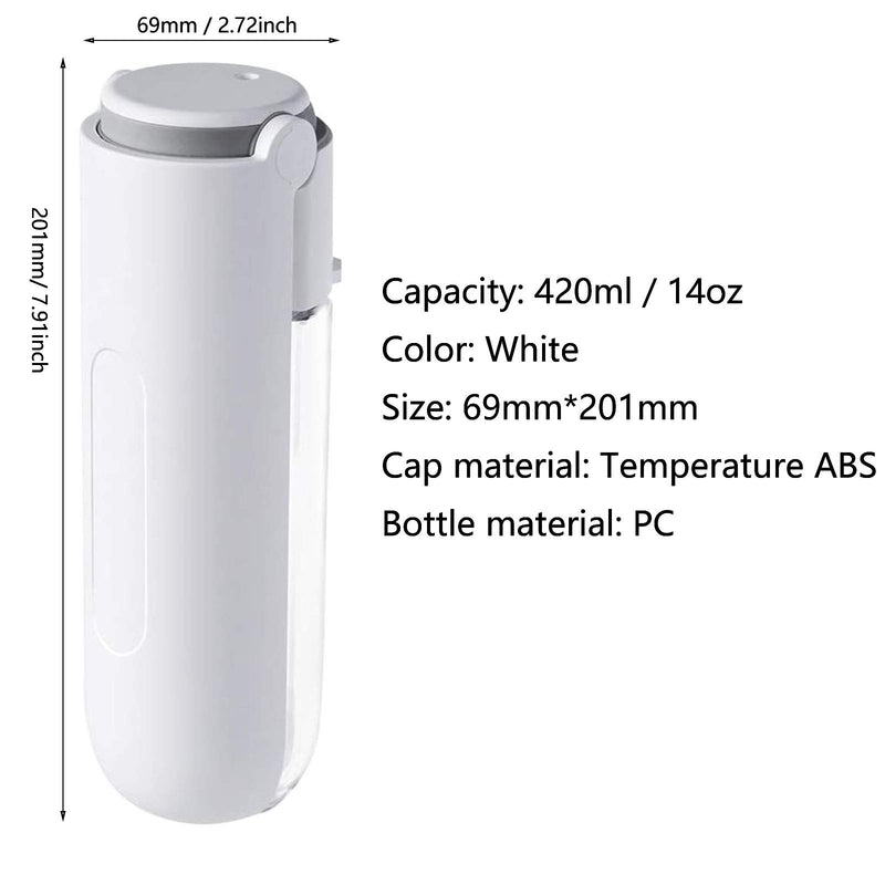 X-zoo Bottle for Dog, Portable Water Bottles for Dogs Foldable Pet Water Dispenser Water Food, Dog Bowl for Travel Outdoor Drinking, (White, 420ml) White - PawsPlanet Australia