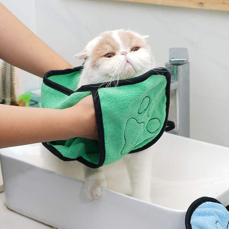 N\A 2Pcs Dog Towel Pet Bath Towel Dog Microfibre Drying Towel Super Absorbent Dog Towels Pet Shower Towels Ultra-Absorbent Machine Washable (Gray green) - PawsPlanet Australia