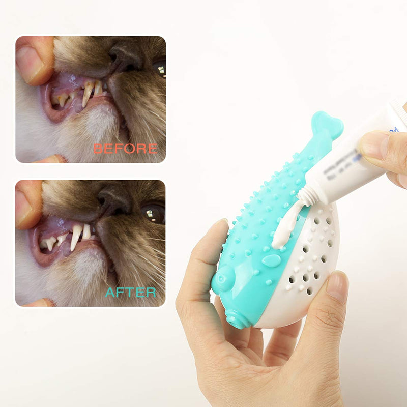 OLT-EU Cat Catnip Toys, Interactive Cat Toothbrush Chew Toy, Teeth Cleaning Toy for Cats, Fish Toys with Catnip Molar Stick Cat Teeth Cleaning Brush, 2 catnip ball + 1 bag silvervine + 1 bell (Blue) Blue - PawsPlanet Australia