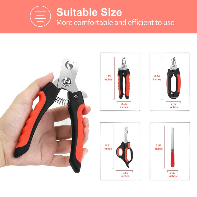 Bretheil Dog Nail Clippers Trimmer Set, Quick Safety Guard to Avoid Over-Cutting, Stainless Steel Razor Sharp Blades, Sturdy Non-Slip Handles, Storage Case and Nail File, Professional Pet Grooming - PawsPlanet Australia