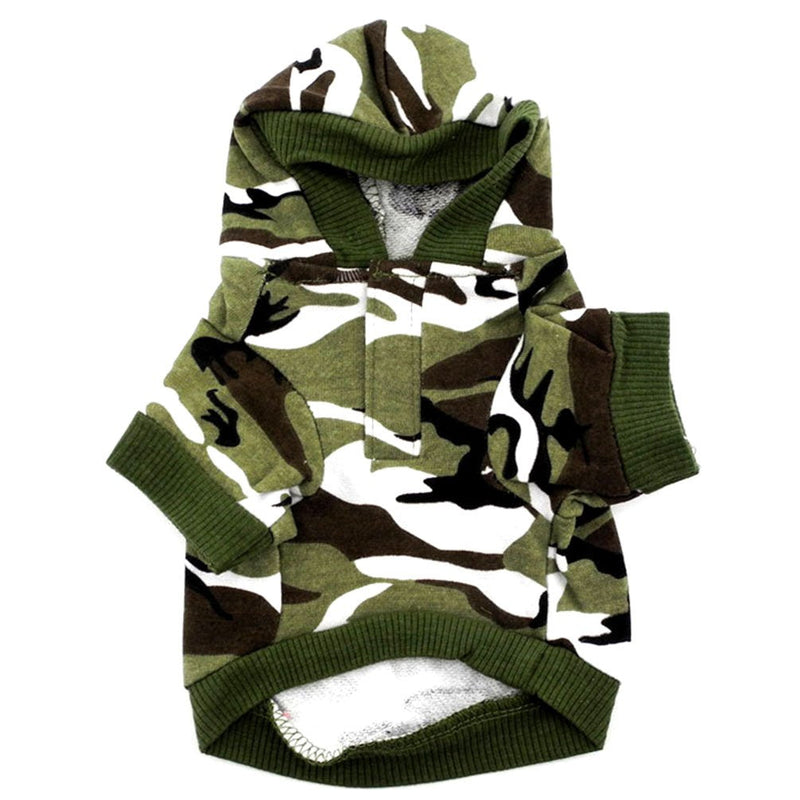 SMALLLEE_LUCKY_STORE Small Dog Camo Hoodie Shirt Chihuahua Clothes for Boys Puppy Tee Shirt for Cat Yorkshire Toy Poodle Green S - PawsPlanet Australia
