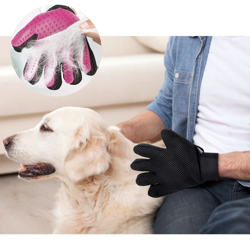 [Australia] - VIZPET Pet Grooming Glove - Dog Brush Deshedding Glove Pet Hair Remover Pet Mitt Massage Tool for Dogs,Cats,Small Animals Pink 