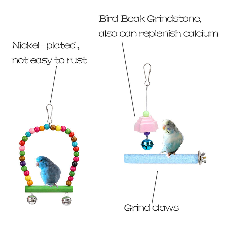 14 Pcs Bird Toys - Hanging Birds Cage Toys, Bells, Swings, Ladder, Chewing Toys, Rattan Balls, Molar, Water Feeder for Small and Medium Parrots, Parakeets, Cockatiels, Conures, Love Birds, Finches - PawsPlanet Australia