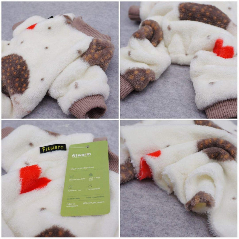 Fitwarm Hedgehog Thermal Pet Winter Clothes for Dog Pajamas Cat Onesies Jumpsuits Thick Velvet Cream White M - PawsPlanet Australia