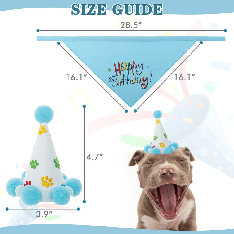 Dog Birthday Bandana Girl - Birthday Party Supplies -Tutu Skirt Hat Scarf Set for Pet Puppy Cat Girl, Pink Outfit for Birthday Party Blue Bandana&Hat - PawsPlanet Australia