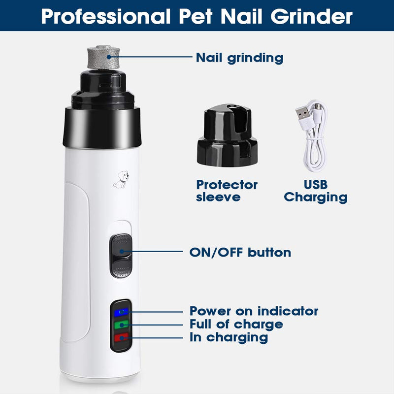 Pet Nail Grinder Dog Cat Paw Trimmer Clipper, Electric Paw Trimmer Clipper Small Medium Large Dogs Cats Small Animals Portable & Rechargeable Gentle Painless Paws Grooming Trimming Shaping Smoothing - PawsPlanet Australia