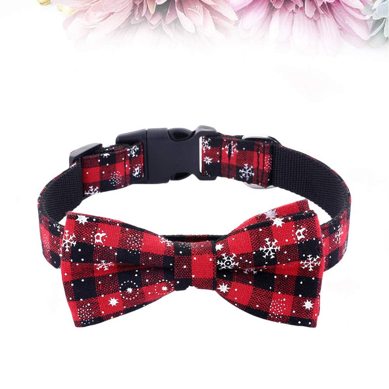 Cat and Dog Collar Detachable Bow Tie Adjustable Pet Training Collar Christmas Pattern Printed Heavy Duty Dog Collar with Buckle for Small Medium Large Dogs Size M - PawsPlanet Australia