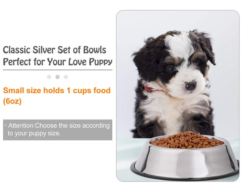 Whippy Stainless Steel Dog Bowl for Small,Medium and Large Pets Set of 2 A-Silver - PawsPlanet Australia