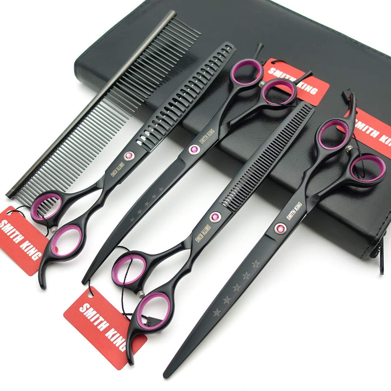 8.0 Inch Professional Dog Grooming Scissors Set Straight & Thinning & Curved & Chunker 4pcs in 1 Set (with Comb) - PawsPlanet Australia