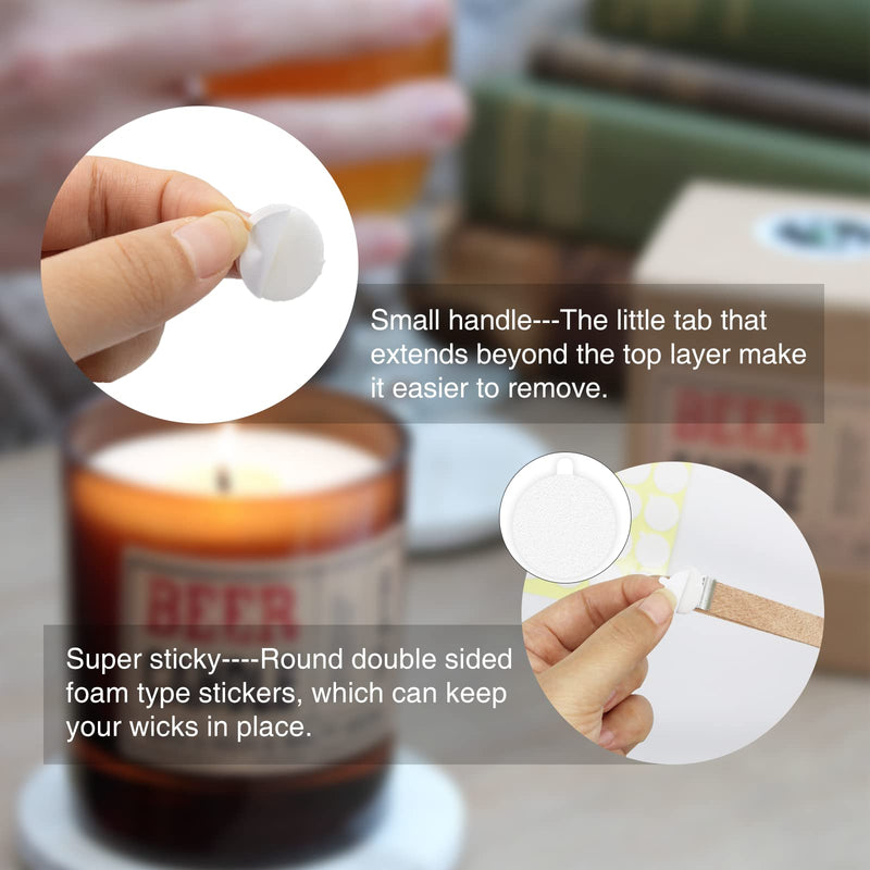 OWLKELA Pack of 280 wick stickers, candle wick stickers Φ 2 cm, stick firmly in hot wax, heat-resistant double-sided stickers with the small tail, 280 pieces - PawsPlanet Australia