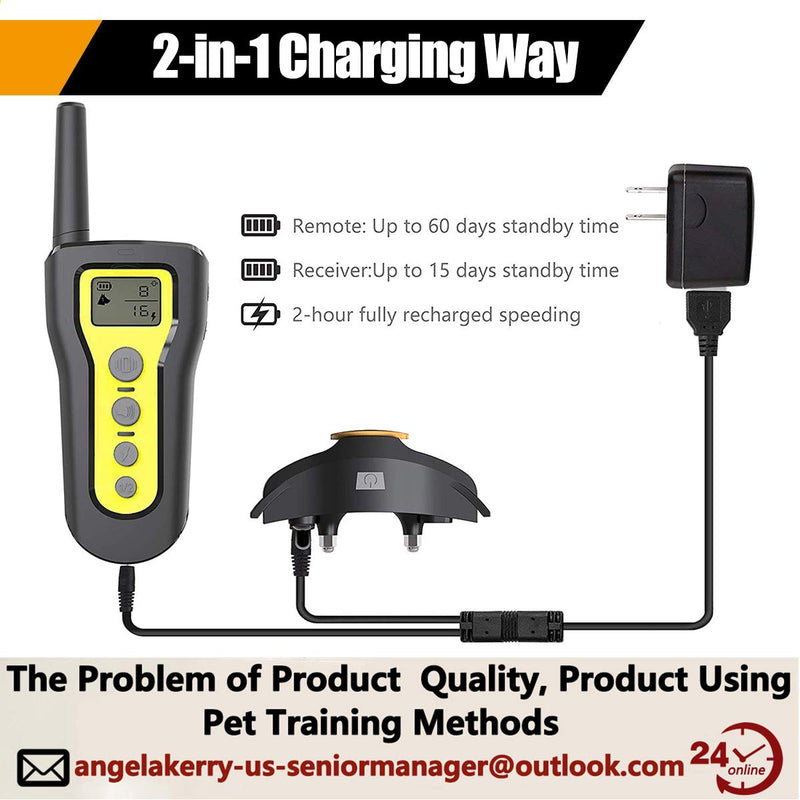 [Australia] - AngelaKerry Dog Training Collar, 1000ft Remote Dog Shock Collar, 100% Waterproof Rechargeable Beep/Vibra/Electric Shock 1 Collar 