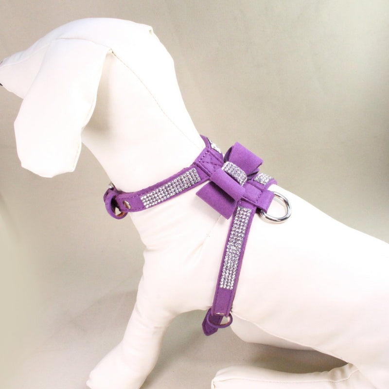 [Australia] - Norbi Fashion Puppy Harness Bling Rhinestone Pet Dog Harness Vest with Bowknot L A Purple 