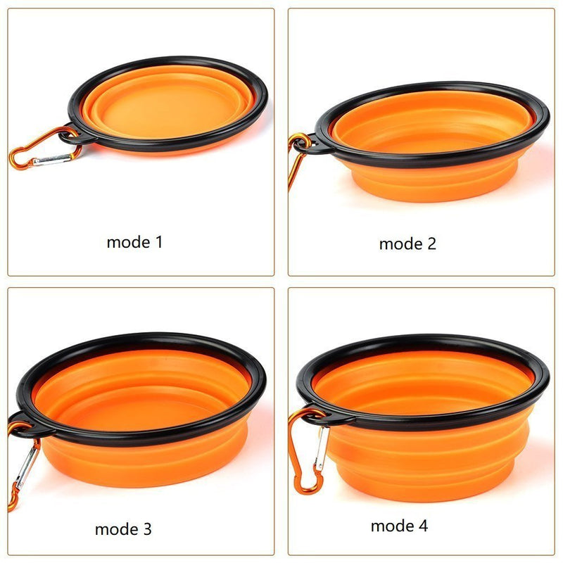 BUYGOO Large Collapsible Dog Travel Bowls Food Grade Silicone Foldable Dog Bowls with Carabiner, Dispenser and Waste Bags, Large Portable Dog Water Food Bowls for Small to Large Pet (Balck and Orange) - PawsPlanet Australia