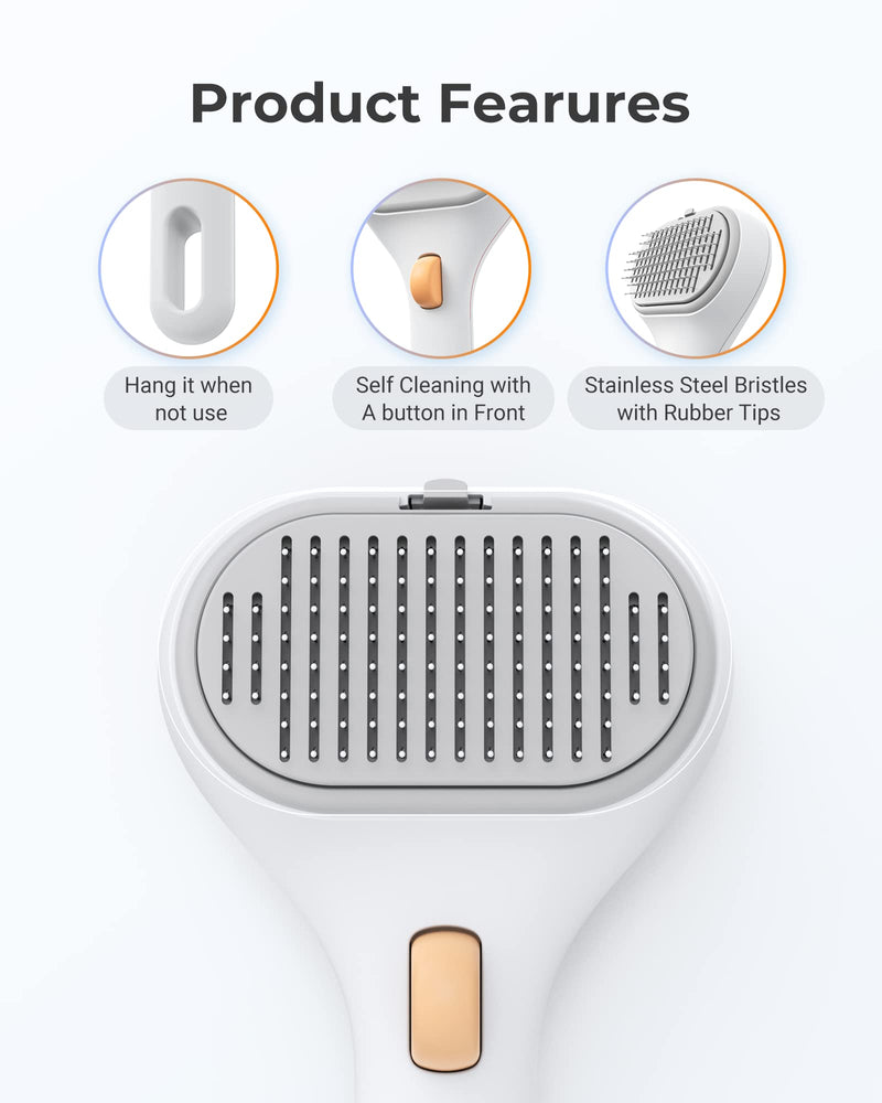Donotu Cat Brushes for Domestic Cats, Cat Brush for Shedding Long or Short Haired Cats, Self-Cleaning Slicker Brush for Large, Medium and Small Dogs, Pet Grooming Tool Single Head Grey - PawsPlanet Australia