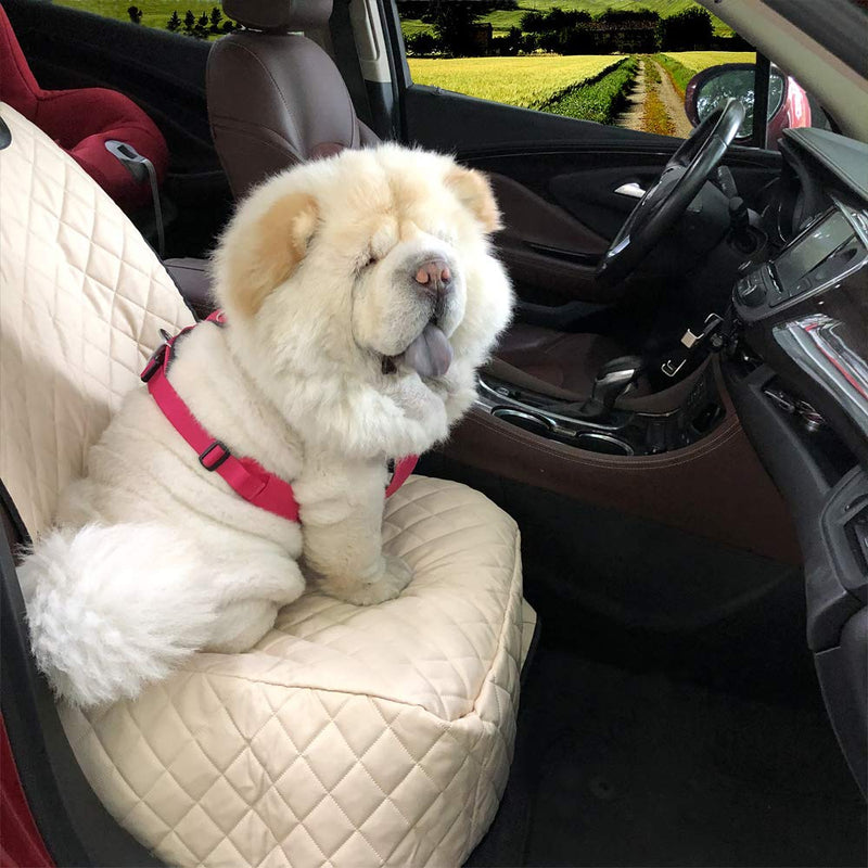 [Australia] - FATTY CHOWCHOW Dog Car Seat Covers 100% Waterproof Car Seat Protector for Pets Front Seat Scratch Proof Non-Slip Durable for Cars,Trucks & SUVs Cream 