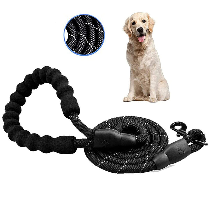 Amasawa Dog Leads, Padded Handle Dog Lead,Rope Dog Lead with Soft Padded Handle and High Reflective Threads,Suitable for Small, Medium and Large Dogs (Black) - PawsPlanet Australia