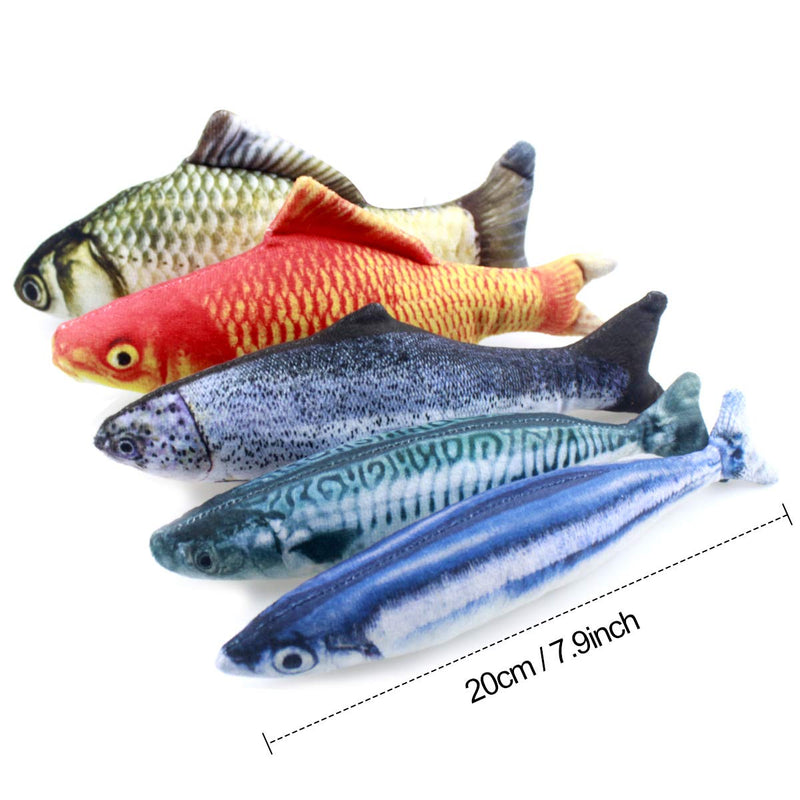 Natuce 5PCS Catnip Fish Toys for Cat, 20 cm Cat Toys, Cat Fish Pillow, Cat Catnip Toys, Cat Chew Toys, Pet Toy, Cat Pillow, Fish Toy, Teeth Cleaning, Interactive Plush Cat Toys, for Cat, Puppy, dog A-20CM - PawsPlanet Australia