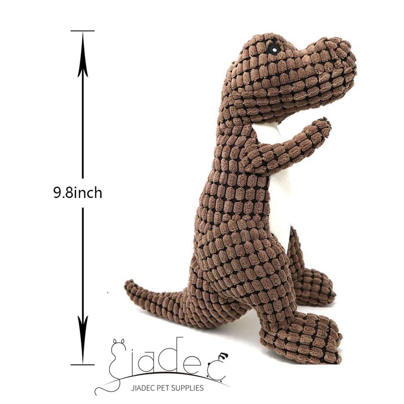 JIADEC Dog Plush Toy, Durable Squeaky Interactive Toys for Dogs, Dog Stuffed Toys with Squeaker, Dinosaur Plush Dog Toy for Small Medium Large Breed(Brown)-J01B Brown - PawsPlanet Australia