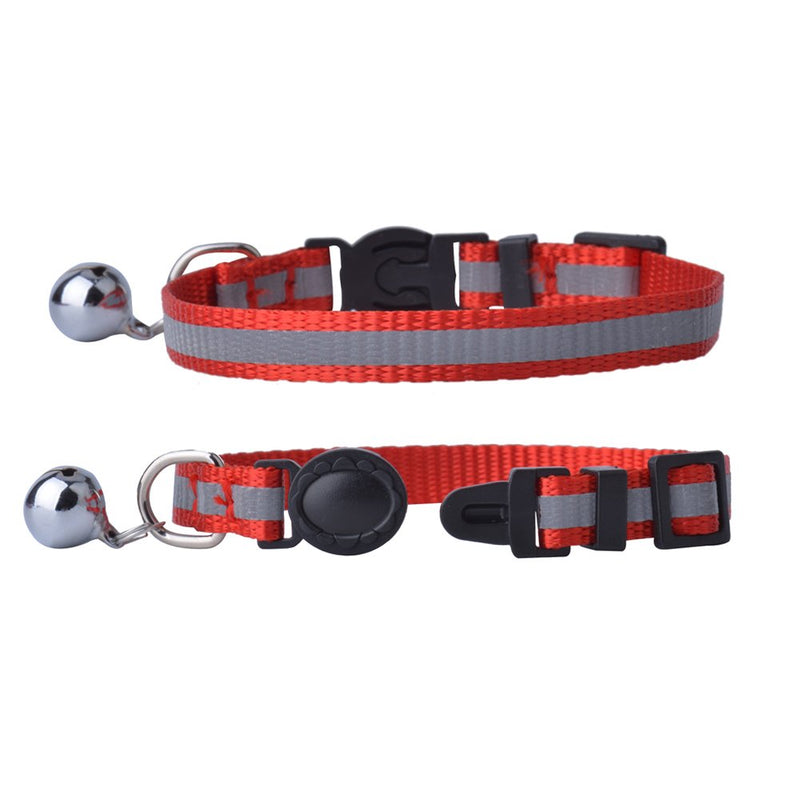 [Australia] - KOOLTAIL 6 PCS Safety Reflective Cat Collar Breakaway Cats Collars with Bell, Adjustable 8-10" 