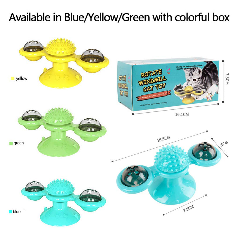 Нсрet Windmill Cat Toy, Interactive Teasing Cat Toy, Windmill Turntable Teasing Cat Toy, Pet Teasing Turntable Scratching Hair Pick Food Rotation Molar Toy (Green) Green - PawsPlanet Australia