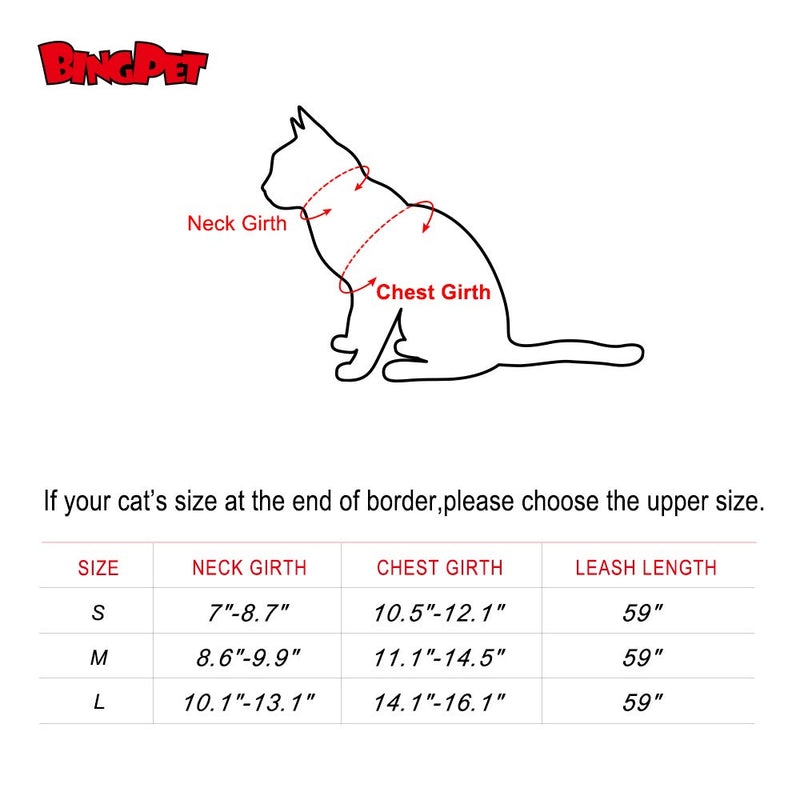 BINGPET Escape Proof Cat Harness with Leash - Adjustable Soft Mesh Vest for Walking L Cream - PawsPlanet Australia