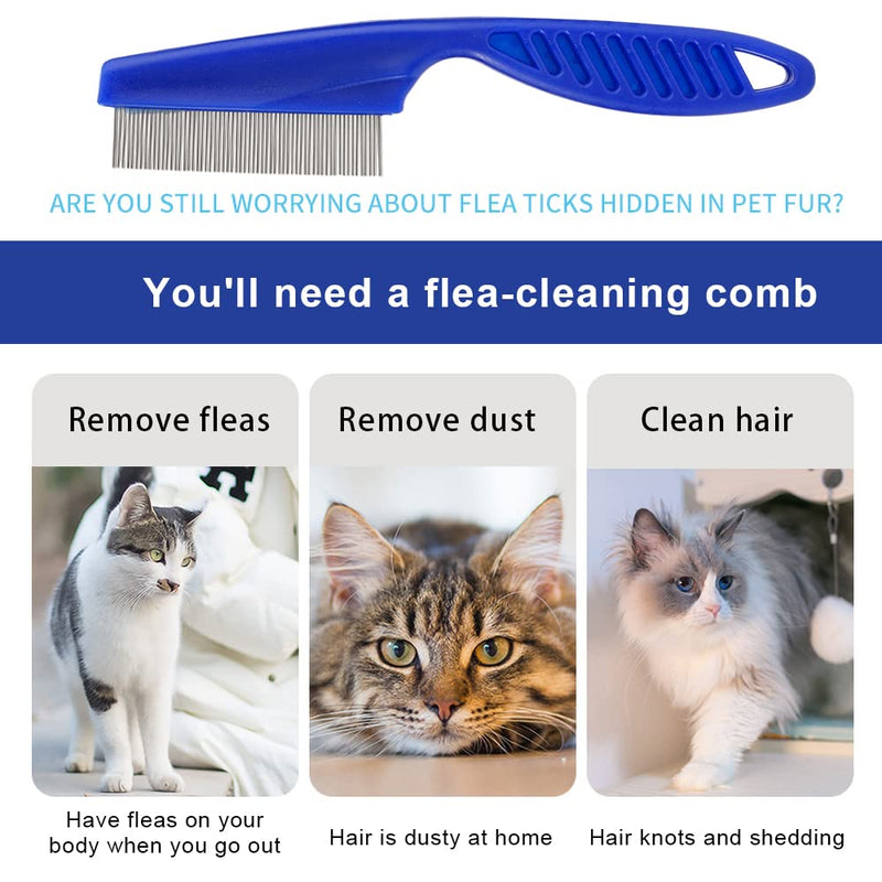 JINSION lice comb, 2 pieces flea comb dogs for cats, tick comb for dogs, dust comb for effective against fleas and lice, tear stain remover comb, pet comb professional removal flea comb for dogs and cats - PawsPlanet Australia