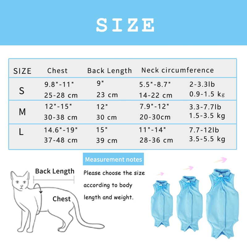 Cat Surgery Recovery Suit for Abdominal Wounds or Skin Diseases, Anti-Licking Cat Puppy Onesies After Surgery Wear, E-Collar Alternative, Post-Operative Pet Surgical Recovery Vest Shirt (S,Blue) S Blue - PawsPlanet Australia