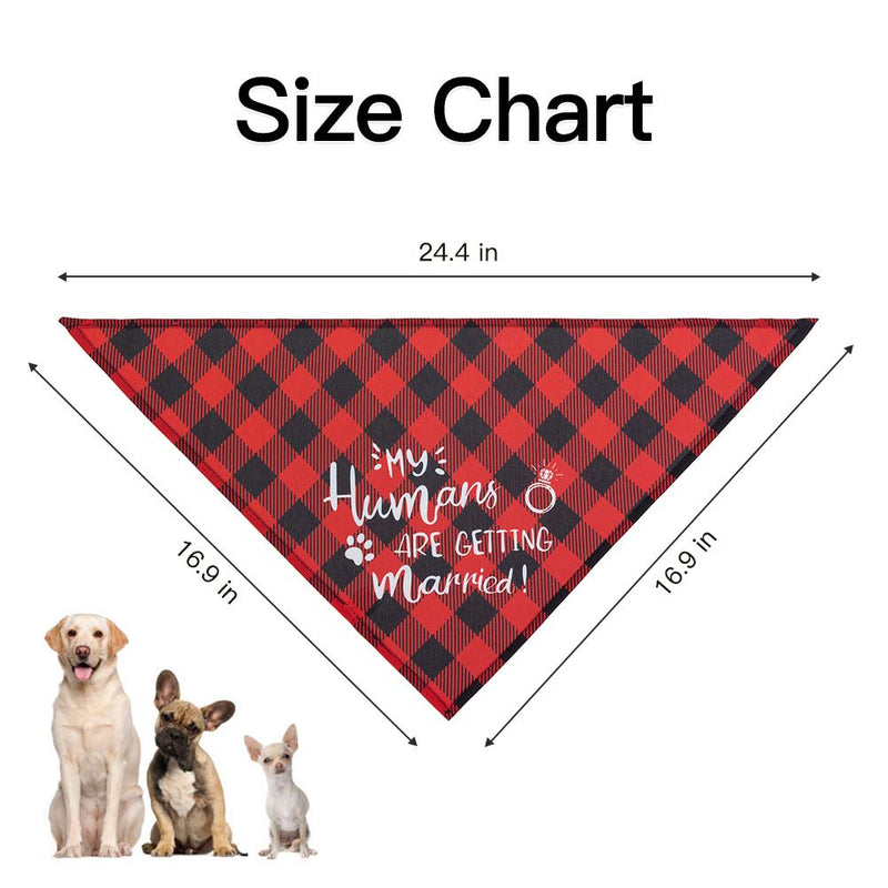 Plaid Wedding Dog Bandana 2 Pack - My Humans are Getting Married Soft Pet Triangle Bibs Scarfs Accessories for Small Medium Large Dogs,Wedding Photo Prop, Engagement Announcement, Red and Blue - PawsPlanet Australia