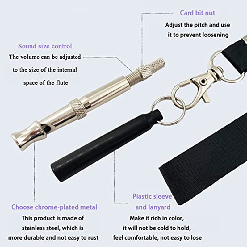 Dog Training Whistle, Professional Ultrasonic Adjustable Pitch Dog Whistle for Stop Barking Bad Behavior Recalling, 5 PCS Training Clicker with Wrist Strap Whistle Kit for Puppies Pet Black - PawsPlanet Australia