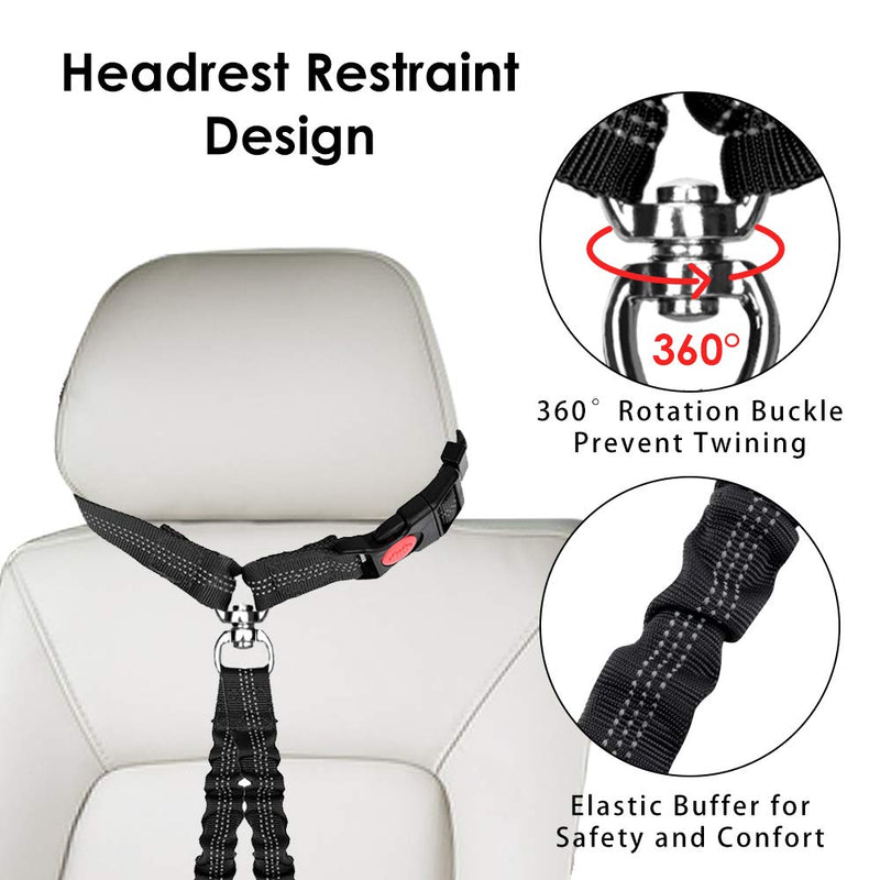 [Australia] - AutoWT Double Dog Seat Belt, New Dual Pet Car Headrest Restraint Safety Seatbelt No Tangle Dog Leash Duty Adjust Elastic Bungee Puppy Lead Splitter Connect Harness in Vehicle Travel for 2 Dogs 