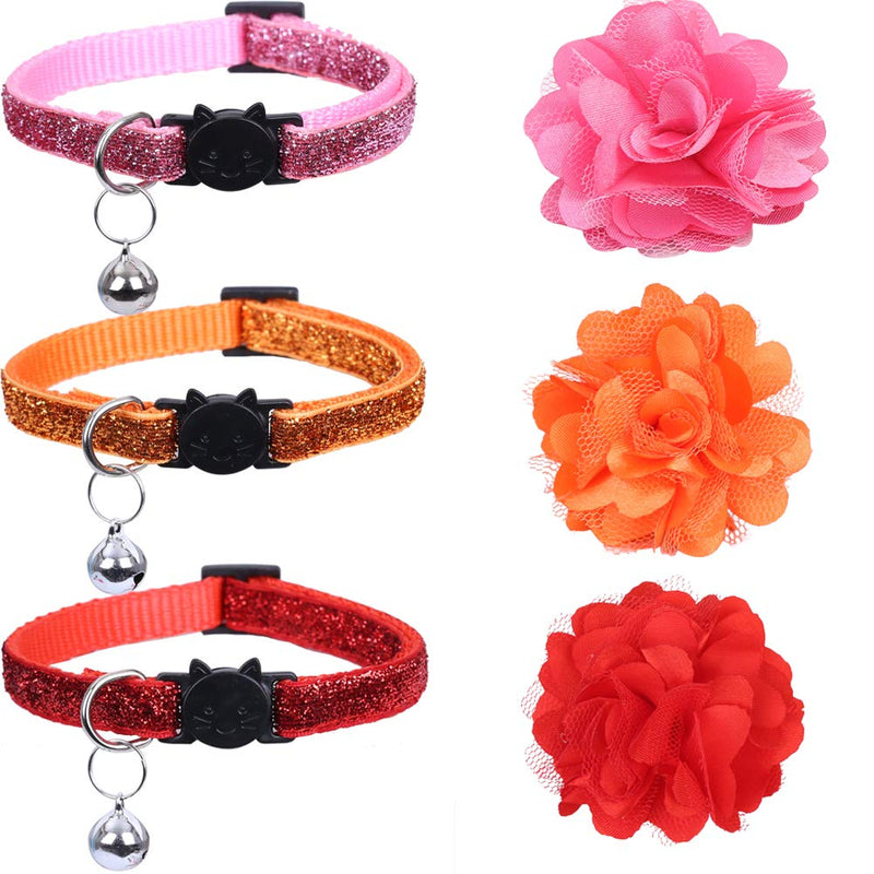 Lamphyface 6 Pack Cat Collar with Bell and Removable Flower Breakaway Adjustable for Cats Kitten - PawsPlanet Australia