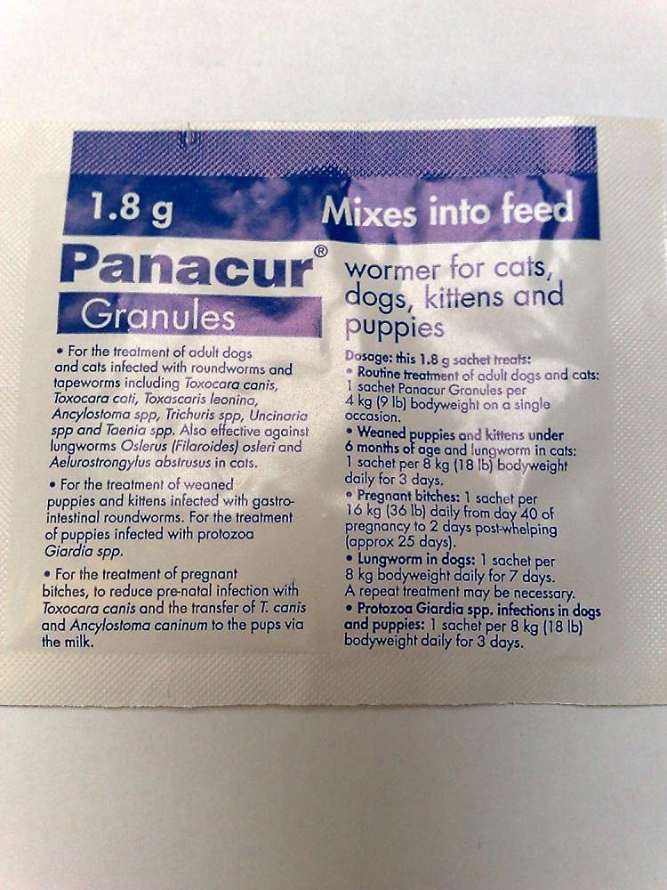Panacur Granules Wormer for Cats and Dogs- 3 sachets of 1.8 g each - PawsPlanet Australia