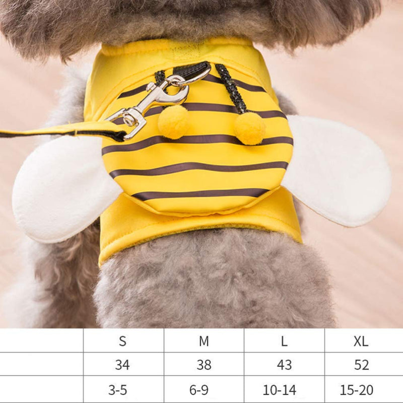 POPETPOP Dog Vest Harnesses No-Pull Walking Harnesses with Leash Cute Bee Harness for Pet Cat Small Dogs Yellow Size S - PawsPlanet Australia