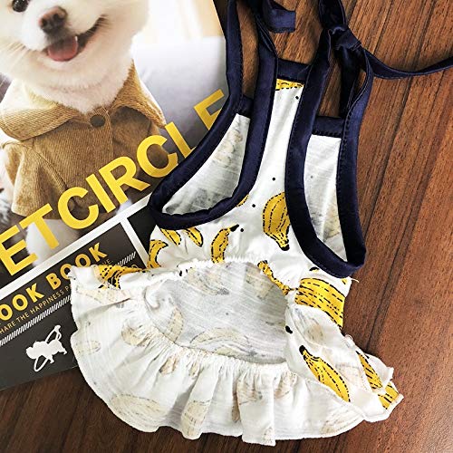 Cotton Puppy Clothes Summer Dog Shirt Dress - Dogs Clothes T Shirt Dress Cute Skirt Outfits Fruit Print Adorable Dog Sling Skirt Dog Vest Tanks Tops Tees for Small Dogs (Banana Dress, Small) Banana Dress - PawsPlanet Australia