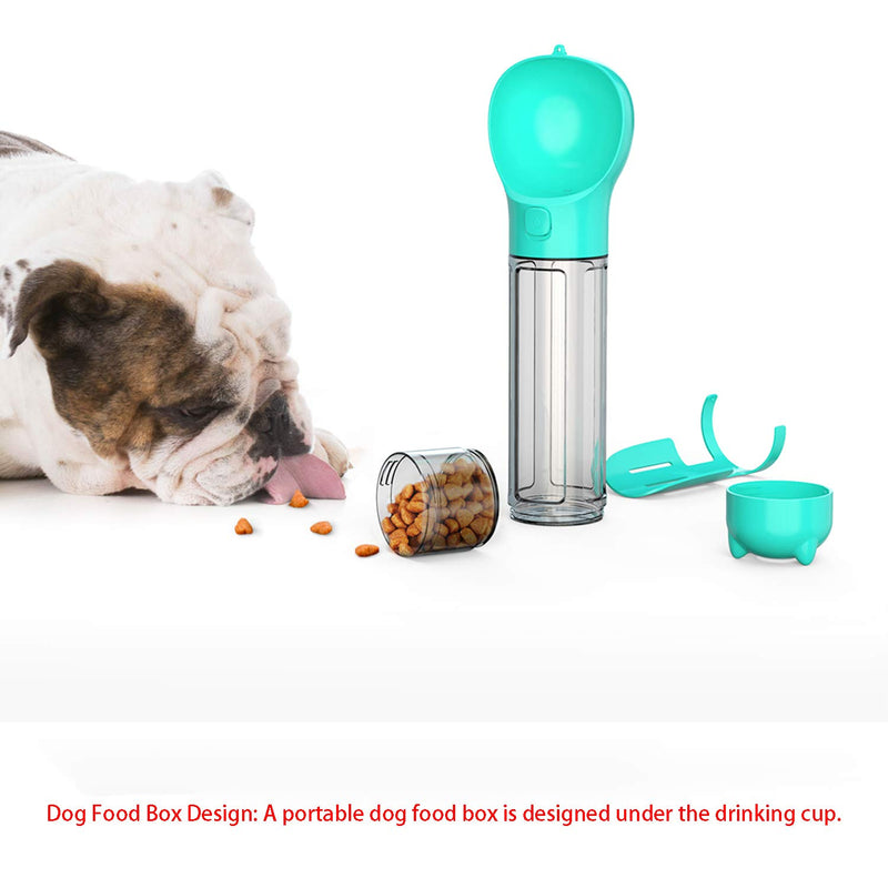 [Australia] - HEYPORK Multifunctional Portable Dog Water Bottle,BPA-Free Leak Proof Water Dispenser Drinking Bowl Bottles for Pet Outdoor Travel,with Waste Shovel,Food Storage,Dog Waste Bag Storage (17oz,Blue) 