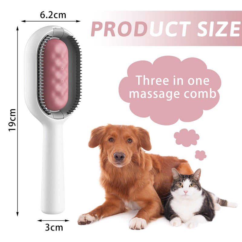 Hekasvm Cat Brush with Water Tank, Cat Brush, Cleaning Brush for Pet Hair, Multifunctional Pet Hair Remover 4 in 1, Ideal for Massage, Grooming and Hair Removal (Short Hair/Pink) Short Hair/Pink - PawsPlanet Australia