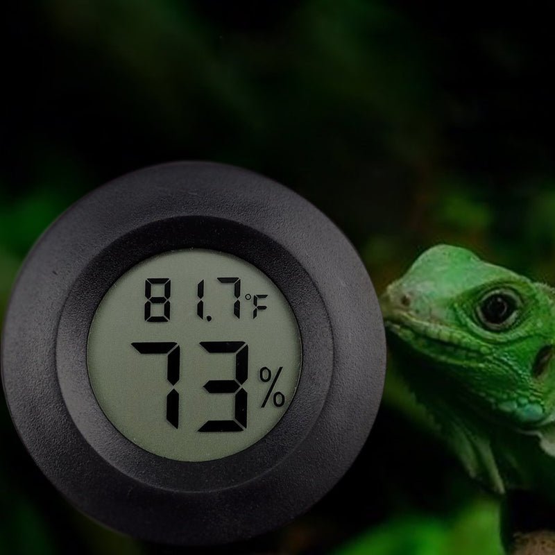 OMEM 2 Pack Digital Reptile Thermometer Switchable Celsius Fahrenheit Lizard Spider Tortoise Terrarium Tank Hygrometer (Black) - PawsPlanet Australia