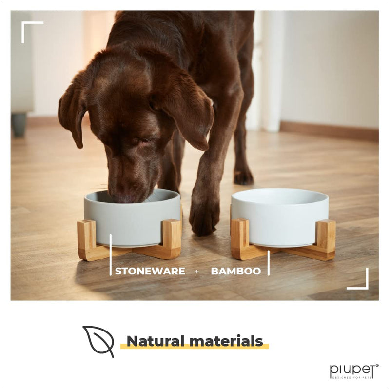 PiuPet® Bowl for Cats and Dogs - 850 ml - Feeding Bowl Cat - Feeding Bowl Dog - Dog Bowl large Dogs (850ml, Grey and White) 850ml - PawsPlanet Australia