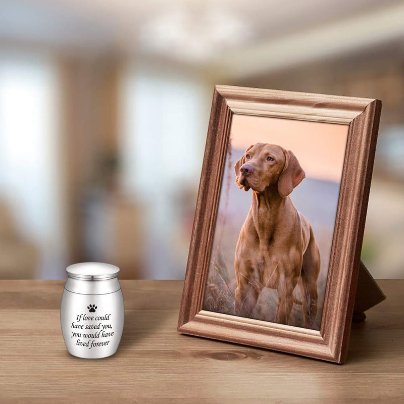 XIUDA Small Cremation Urns for Pet Ashes Mini Dog Paw Keepsake Urn Stainless Steel Ashes Keepsake Urn for Dog/Cat Ashes Holder silver-if love could no-engraving - PawsPlanet Australia