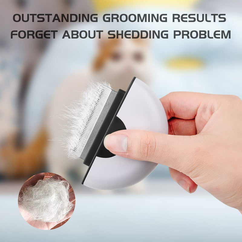 Cat Hair Removal Comb Dog Grooming Brush 2 in 1 Pet Massage Shedding Brush Portable Self Cleaning Tools for Short Long Haired Puppy & Kitten & Rabbit & Little Pets Black - PawsPlanet Australia