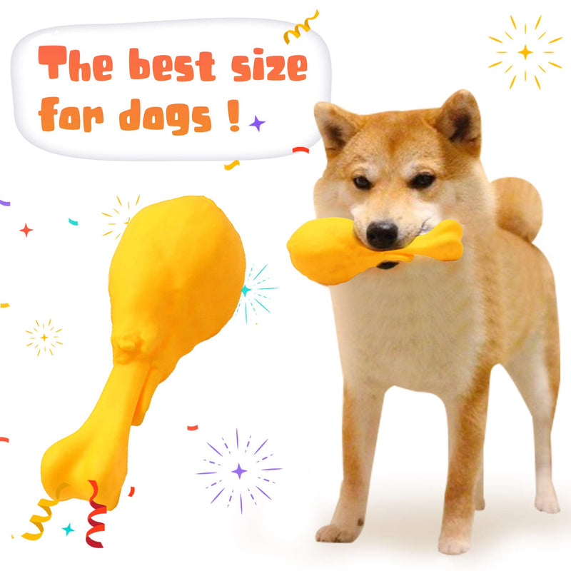 XY-WQ Dog Squeaky Toys, Rubber Chew Toys with Squeaker, Almost Indestructible Tough Durable Pet Toys for Aggressive Chewers, Puppy, Medium and Large Breed (Turkey Chicken Leg) Yellow - PawsPlanet Australia