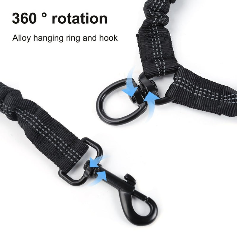 Double Leash for 2 Dogs, Double Dog Leash Coupler, Reflective Shock Absorbing Safety Bungee Leash Splitter for Walking 2 Dogs - PawsPlanet Australia