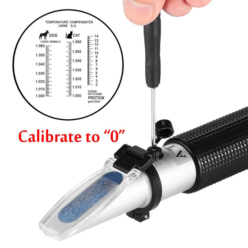 Pet Dog & Cat Refractometer,V-Resourcing Pet Urine Specific Gravity (1.000~1.060) Clinical Refractometer with Serum or Plasma Protein Test (2~14 g/100ml) for Veterinary Cat,Dog, Pets - PawsPlanet Australia