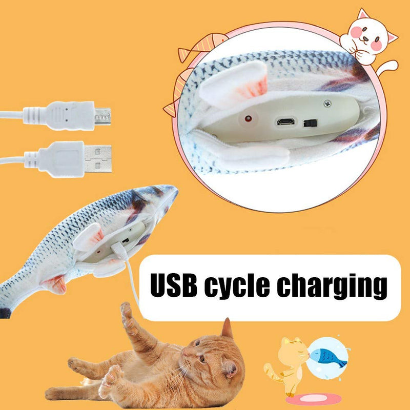 [Australia] - AWOOF Electric Fish Toys for Cat Newest Catnip Toy, USB Electric Wagging Plush Interactive Toy, Realistic Plush Simulation Electric Toy Fish Gift A 