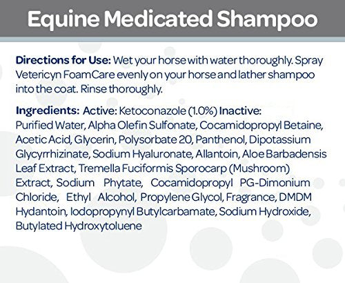 [Australia] - Vetericyn FoamCare Medicated Horse Shampoo | Healing Relief Antifungal Equine Shampoo - Sulfate Free, Paraben Free - Cleans, Moisturizes, and Conditions Horse's Coat - Instant Foam Shampoo - 32-ounce 