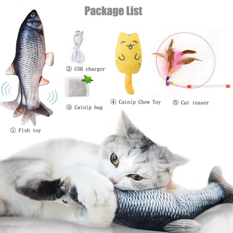 Catnip Fish Toys for Cats,Simulation Plush Electric Dancing Fish Shape Toy Doll,Feather Wand Cat Toy and Pillow Scratch Pet Catnip Teeth Grinding Chew Toy Supplies for Cat/Kitty/Kitten Flopping Fish - PawsPlanet Australia